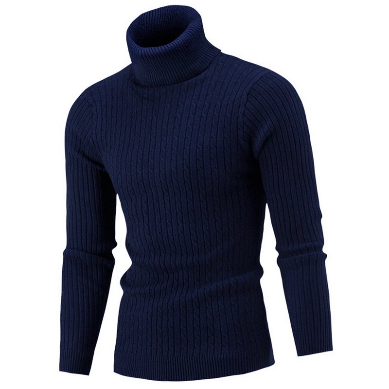 Men's Turtleneck Sweater Autumn Winter Men's Rollneck Warm Knitted Sweater Keep Warm Men Jumper
