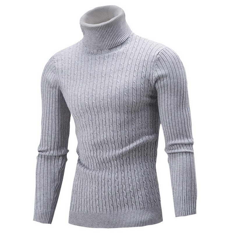 Men's Turtleneck Sweater Autumn Winter Men's Rollneck Warm Knitted Sweater Keep Warm Men Jumper