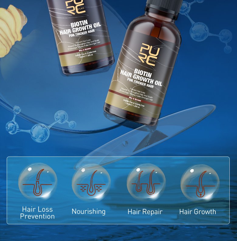 PURC Hair Growth Products Biotin Fast Grow Hair Oil Beard Growth Oil Anti Hair Loss Sprays For Men Women Beauty Health Care 30ML PURC Hair Growth Products Biotin Fast Grow Hair Oil Beard Growth Oil Anti Hair Loss Sprays For Men Women Beauty Health Care 30ML