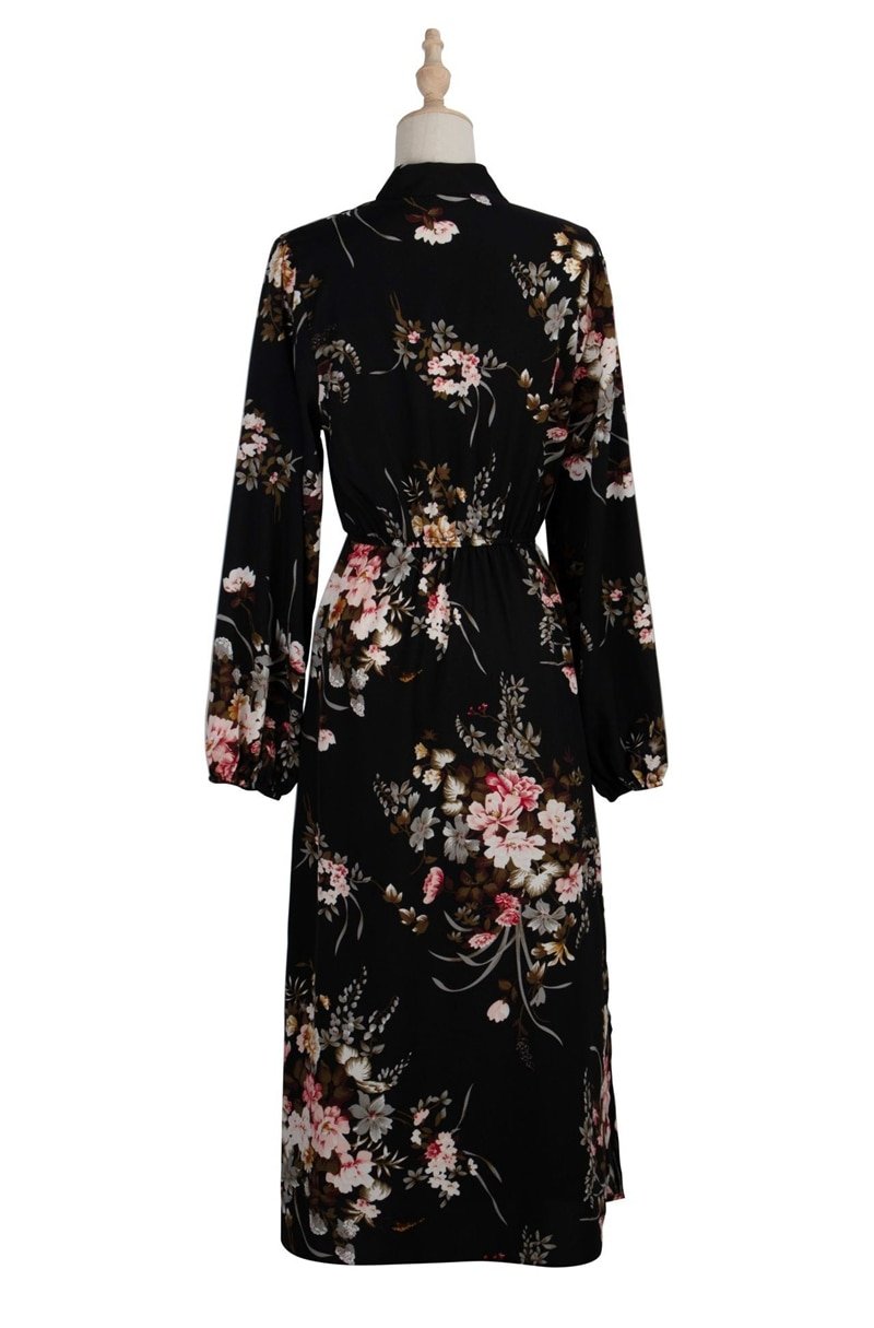 Women's Puff Sleeved Floral Printed Dress Women's Puff Sleeved Floral Printed Dress