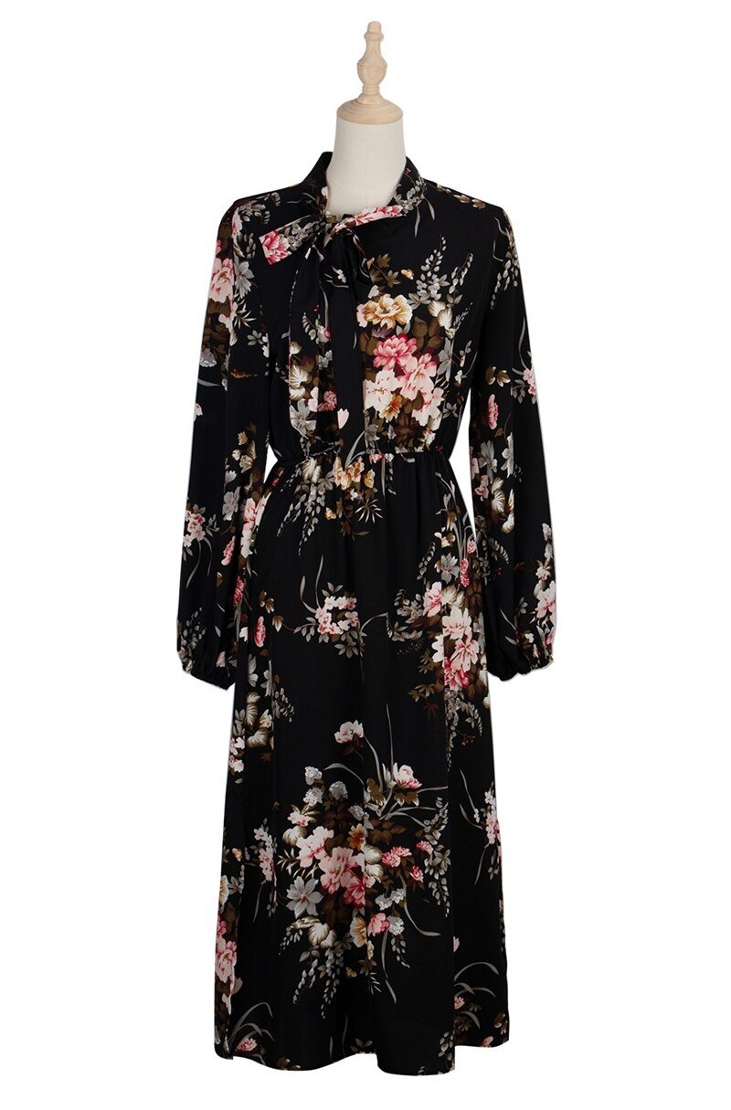 Women's Puff Sleeved Floral Printed Dress Women's Puff Sleeved Floral Printed Dress