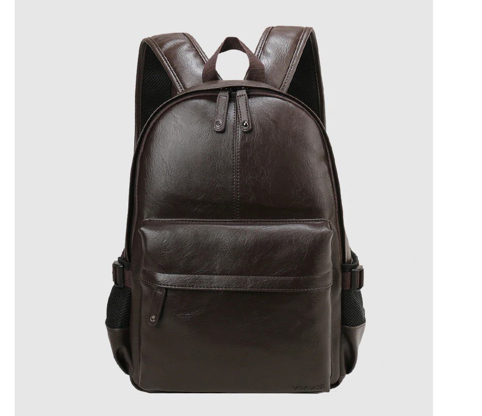 Men's Solid Color Eco-Leather Backpack Men's Solid Color Eco-Leather Backpack