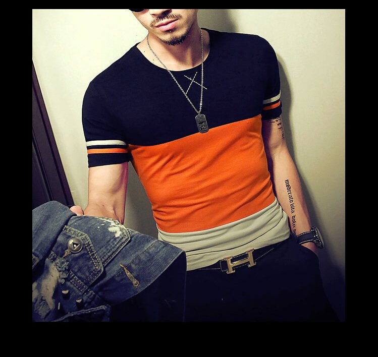 Summer Fashion Men's T Shirt Casual Patchwork Short Sleeve T Shirt Mens Clothing Trend Casual Slim Fit Hip-Hop Top Tees 5XL Summer Fashion Men's T Shirt Casual Patchwork Short Sleeve T Shirt Mens Clothing Trend Casual Slim Fit Hip-Hop Top Tees 5XL