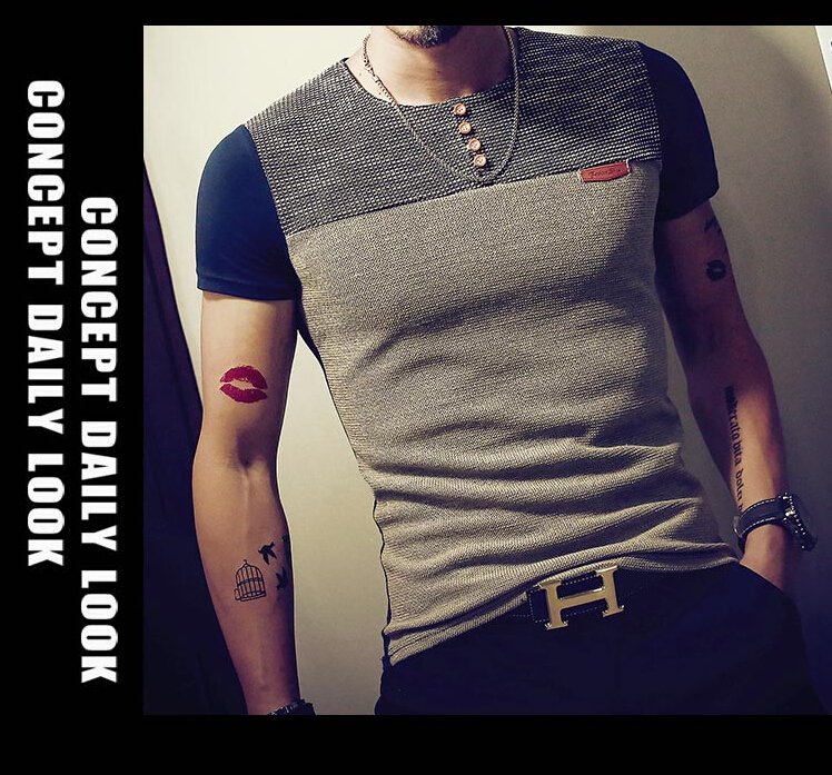 Summer Fashion Men's T Shirt Casual Patchwork Short Sleeve T Shirt Mens Clothing Trend Casual Slim Fit Hip-Hop Top Tees 5XL Summer Fashion Men's T Shirt Casual Patchwork Short Sleeve T Shirt Mens Clothing Trend Casual Slim Fit Hip-Hop Top Tees 5XL