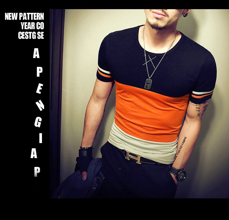 Summer Fashion Men's T Shirt Casual Patchwork Short Sleeve T Shirt Mens Clothing Trend Casual Slim Fit Hip-Hop Top Tees 5XL Summer Fashion Men's T Shirt Casual Patchwork Short Sleeve T Shirt Mens Clothing Trend Casual Slim Fit Hip-Hop Top Tees 5XL