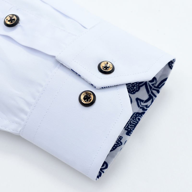 Blue-and-white Porcelain Collar Shirt Men Long Sleeve Korean SlimFit Casual Business Dress Shirts Solid Color White Shirt Cotton Blue-and-white Porcelain Collar Shirt Men Long Sleeve Korean SlimFit Casual Business Dress Shirts Solid Color White Shirt Cotton