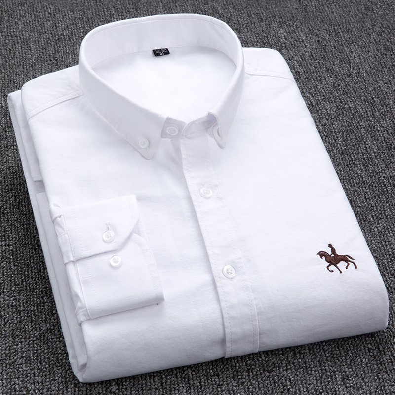 100% Cotton Oxford Shirt Men's Long Sleeve Embroidered Horse Casual Without Pocket Solid Yellow Dress Shirt Men Plus Size 5XL6XL 100% Cotton Oxford Shirt Men's Long Sleeve Embroidered Horse Casual Without Pocket Solid Yellow Dress Shirt Men Plus Size 5XL6XL