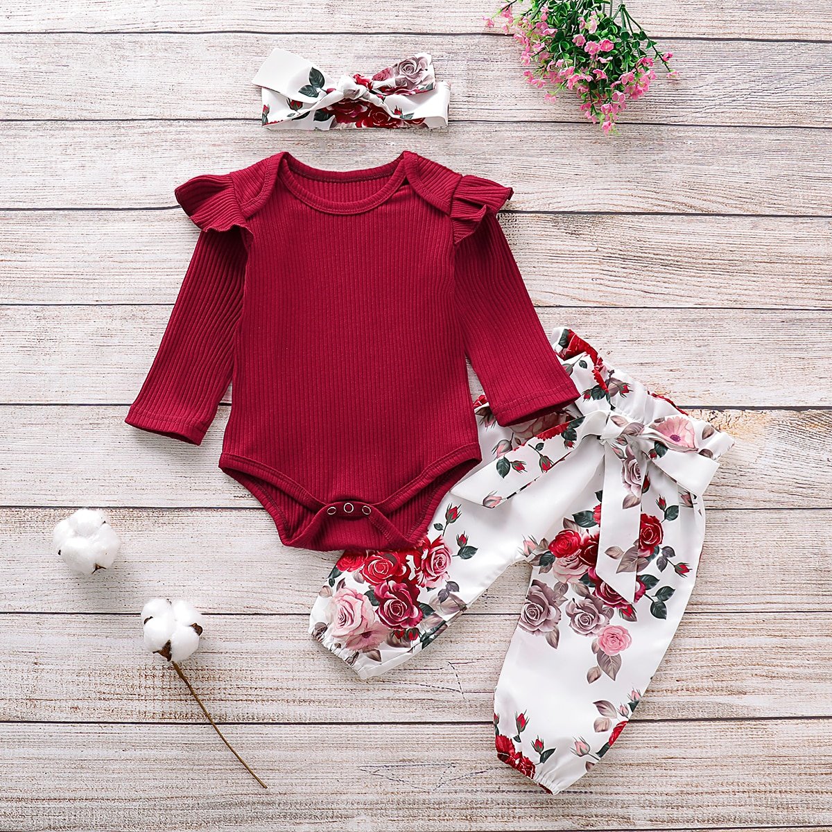 Baby Girl's Roses Printed Clothing Set Baby Girl's Roses Printed Clothing Set