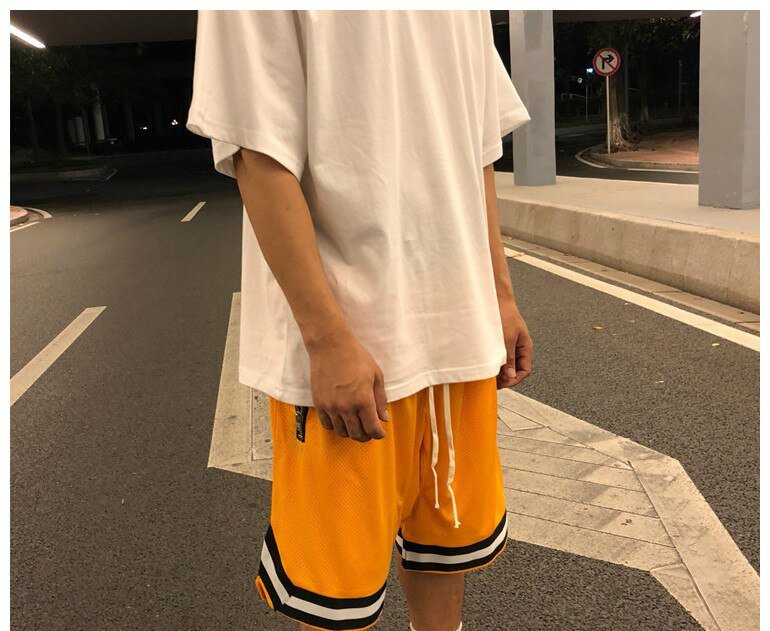 Men's Knee Length Mesh Baggy Shorts with Side Zippers Men's Knee Length Mesh Baggy Shorts with Side Zippers