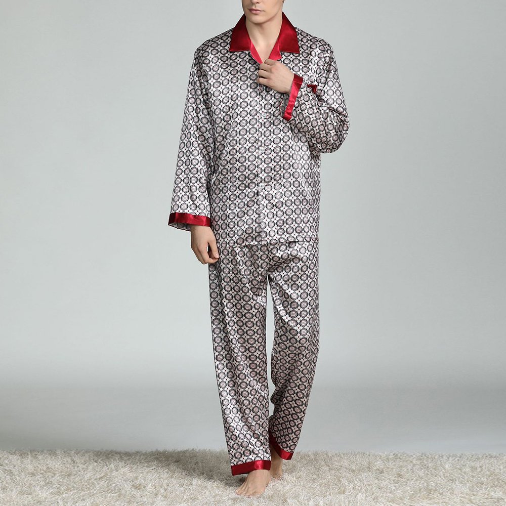 Men's Silk Pajama Sets with Pattern Men's Silk Pajama Sets with Pattern