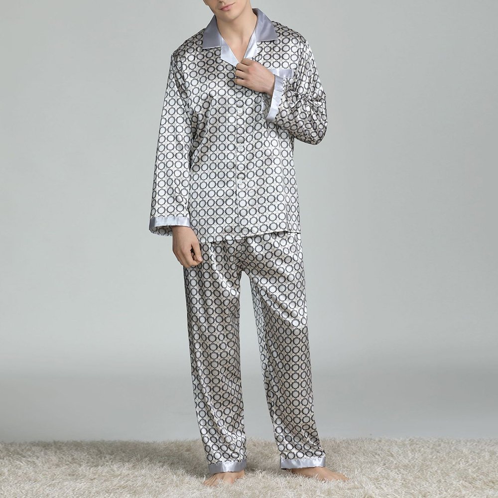 Men's Silk Pajama Sets with Pattern Men's Silk Pajama Sets with Pattern