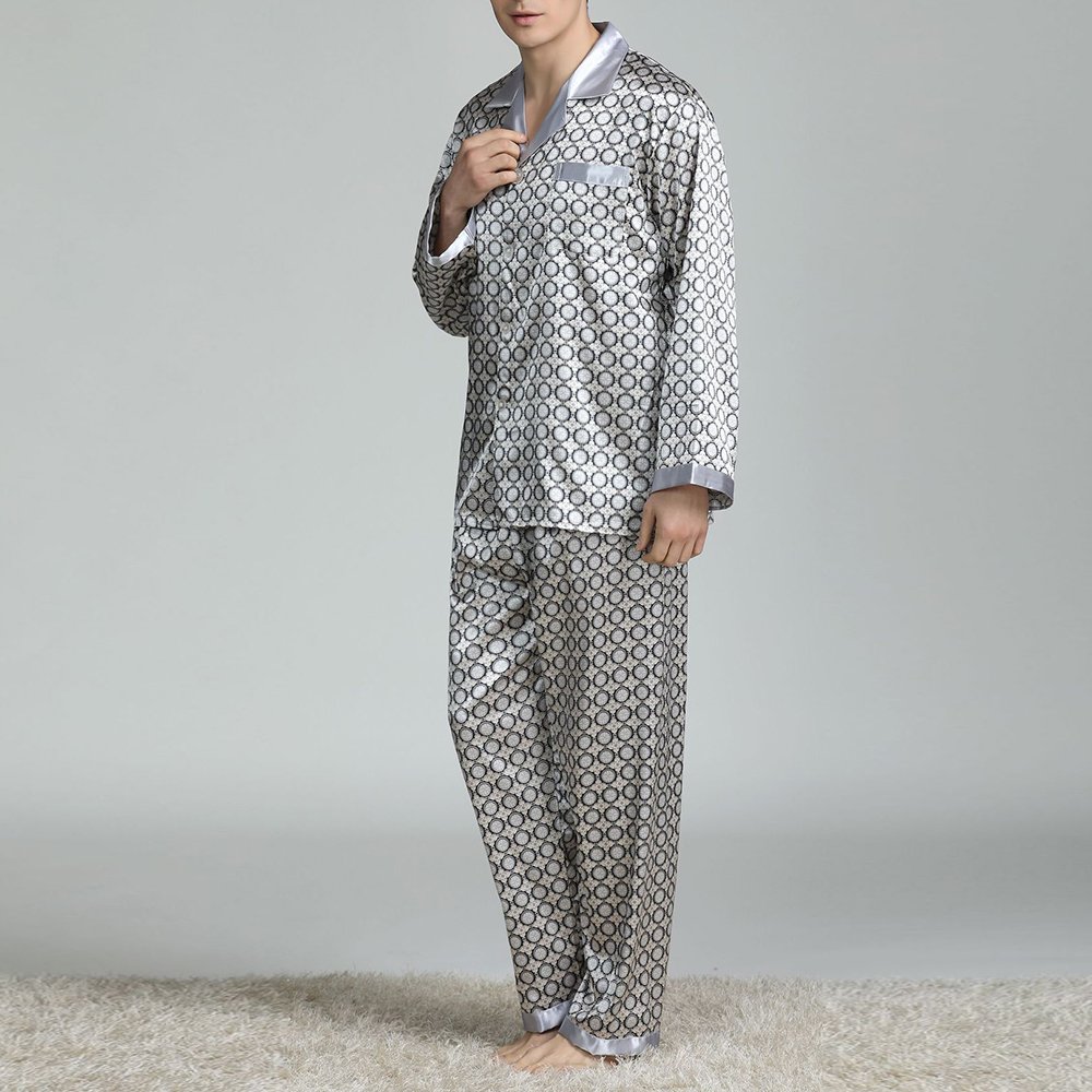 Men's Silk Pajama Sets with Pattern Men's Silk Pajama Sets with Pattern
