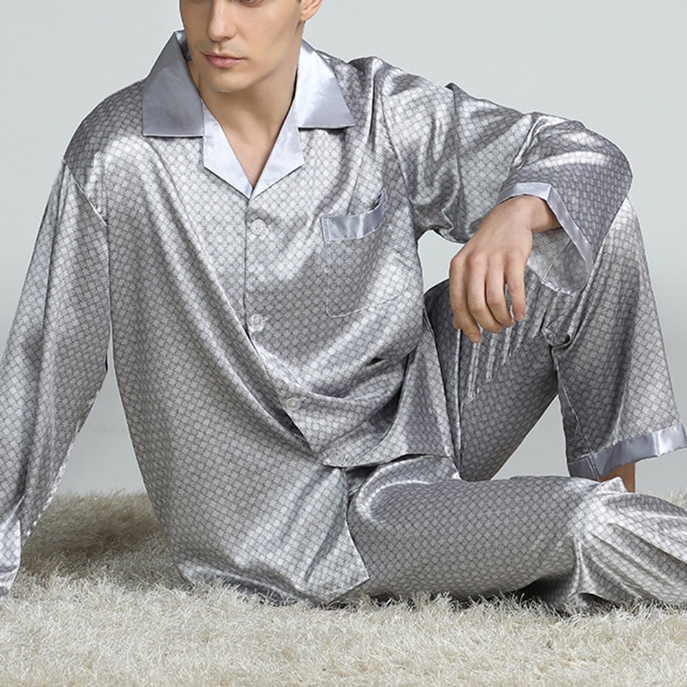 Men's Silk Pajama Sets with Pattern Men's Silk Pajama Sets with Pattern