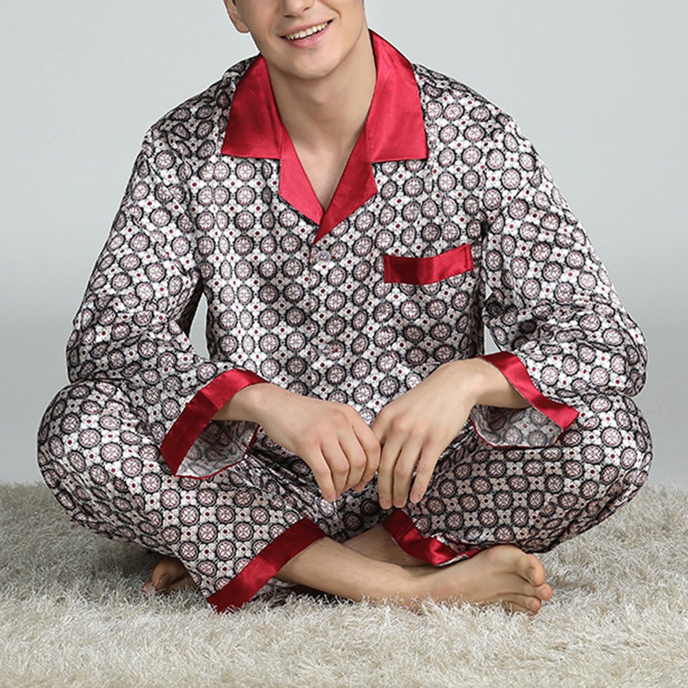 Men's Silk Pajama Sets with Pattern Men's Silk Pajama Sets with Pattern