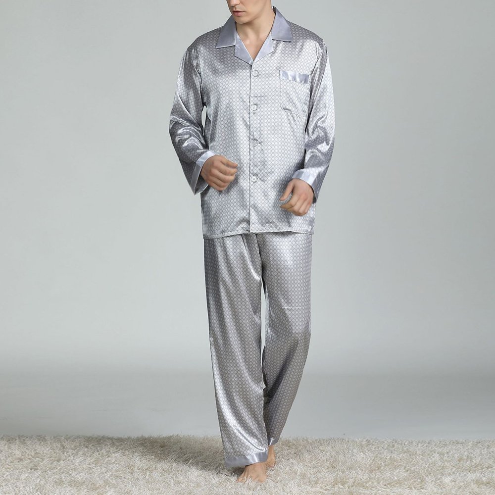 Men's Silk Pajama Sets with Pattern Men's Silk Pajama Sets with Pattern