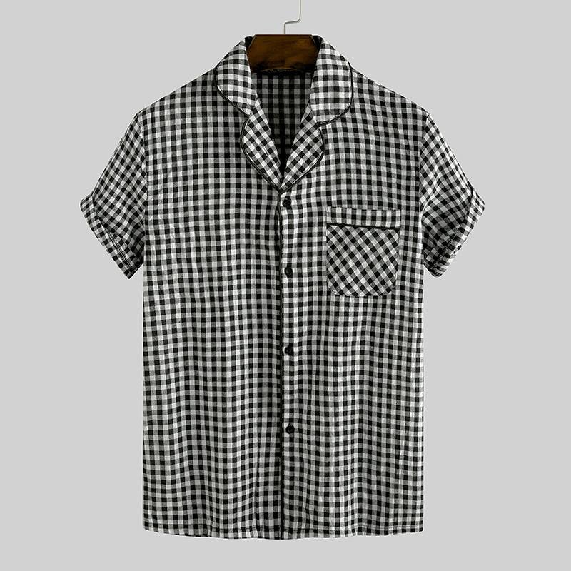 Men's Summer Plaid Printed Pajama Set