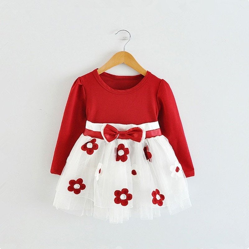 Floral Long Sleeved Baby Girl's Dress Floral Long Sleeved Baby Girl's Dress