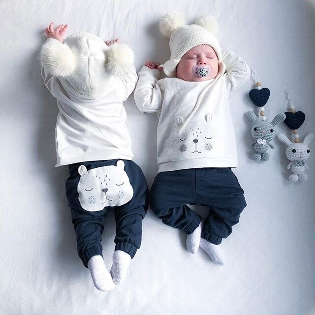 Baby Boy's White Bear Sweatshirt and Pants Set