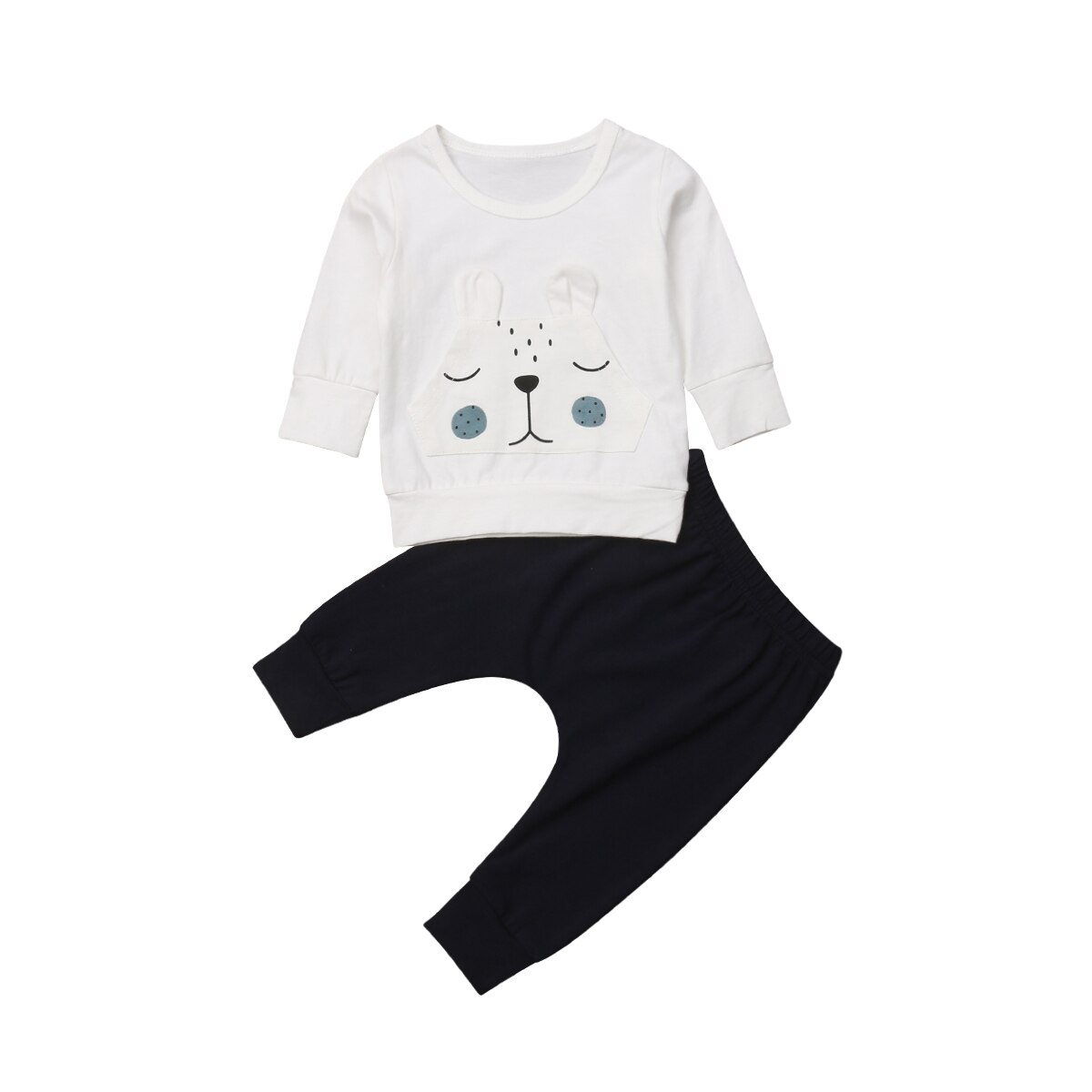Baby Boy's White Bear Sweatshirt and Pants Set