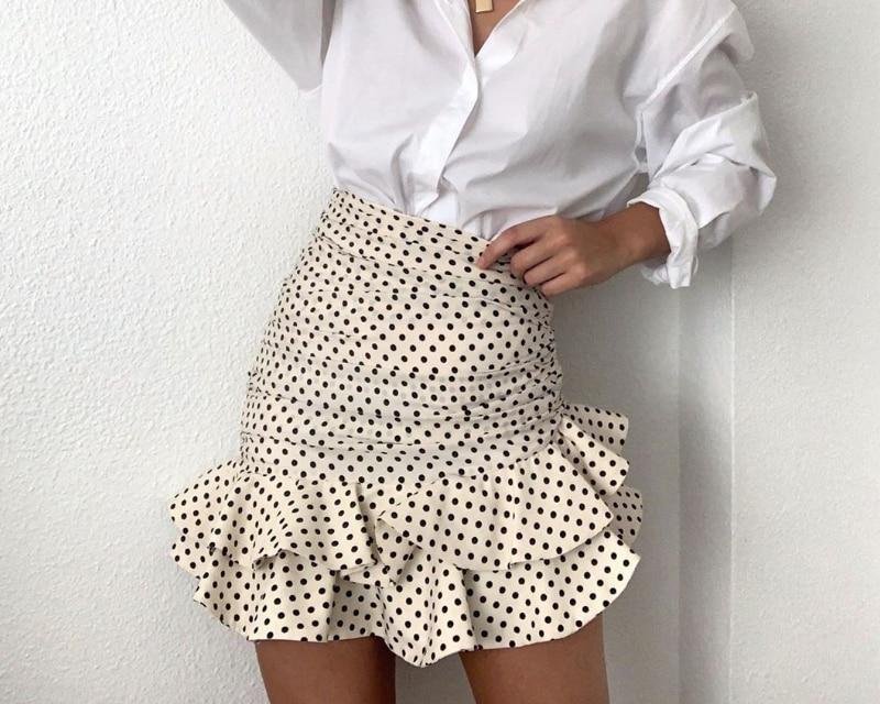 Asymmetric Polka Dot Printed Summer Skirt Asymmetric Polka Dot Printed Summer Skirt