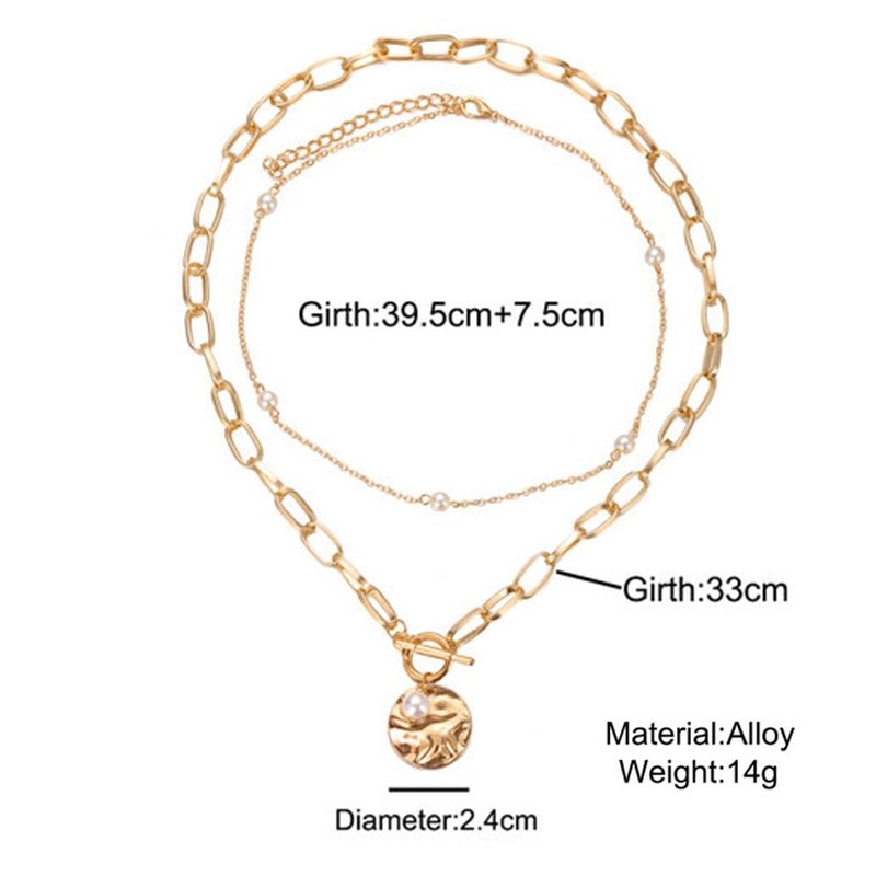 Multilayer Gold Color Coin Chain Necklace for Women Multilayer Gold Color Coin Chain Necklace for Women