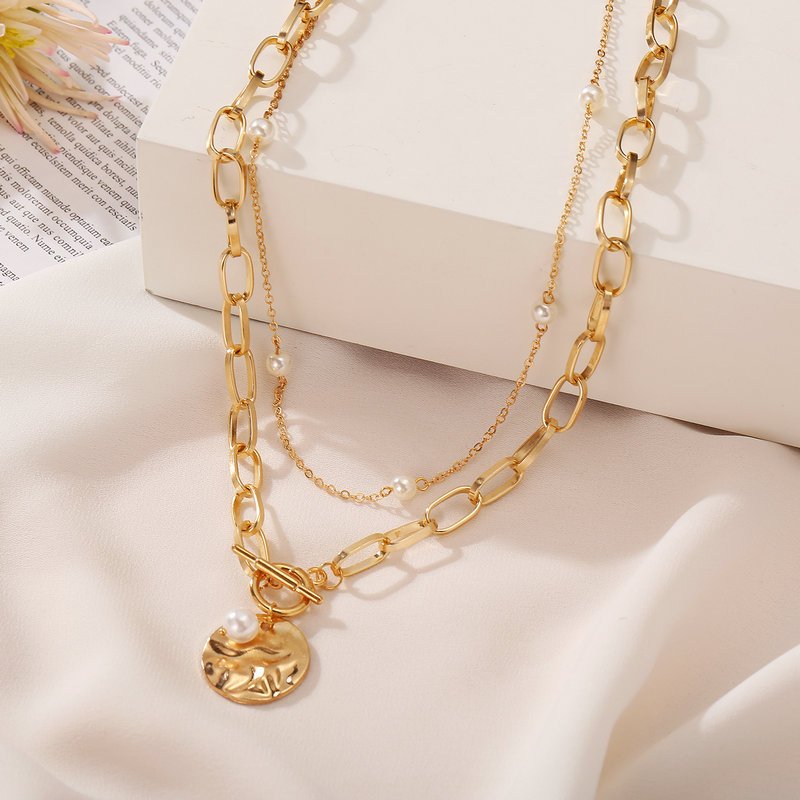 Multilayer Gold Color Coin Chain Necklace for Women Multilayer Gold Color Coin Chain Necklace for Women