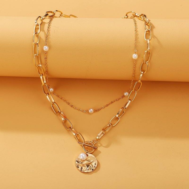 Multilayer Gold Color Coin Chain Necklace for Women Multilayer Gold Color Coin Chain Necklace for Women