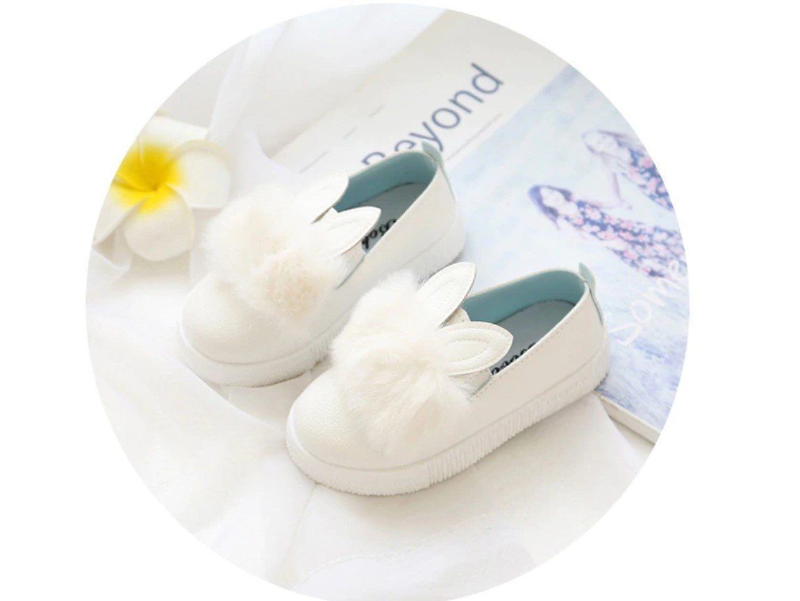 Girl's Rabbit Ears Fur Flats