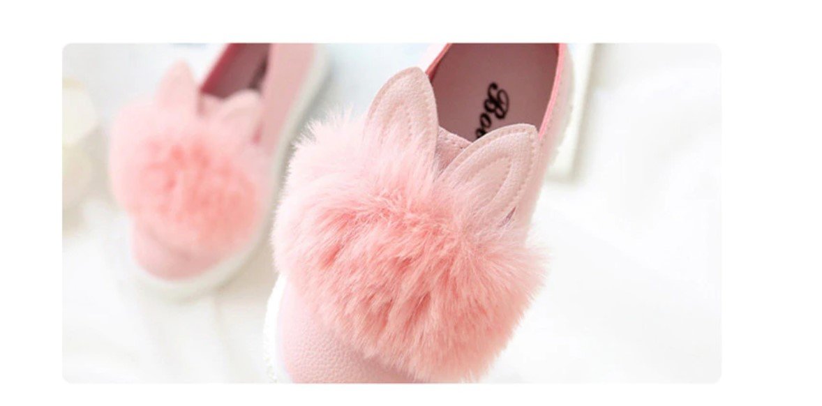 Girl's Rabbit Ears Fur Flats